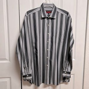 Austin Reed London Gray White Strip Pocket Long Sleeve Dress Shirt Size XXL